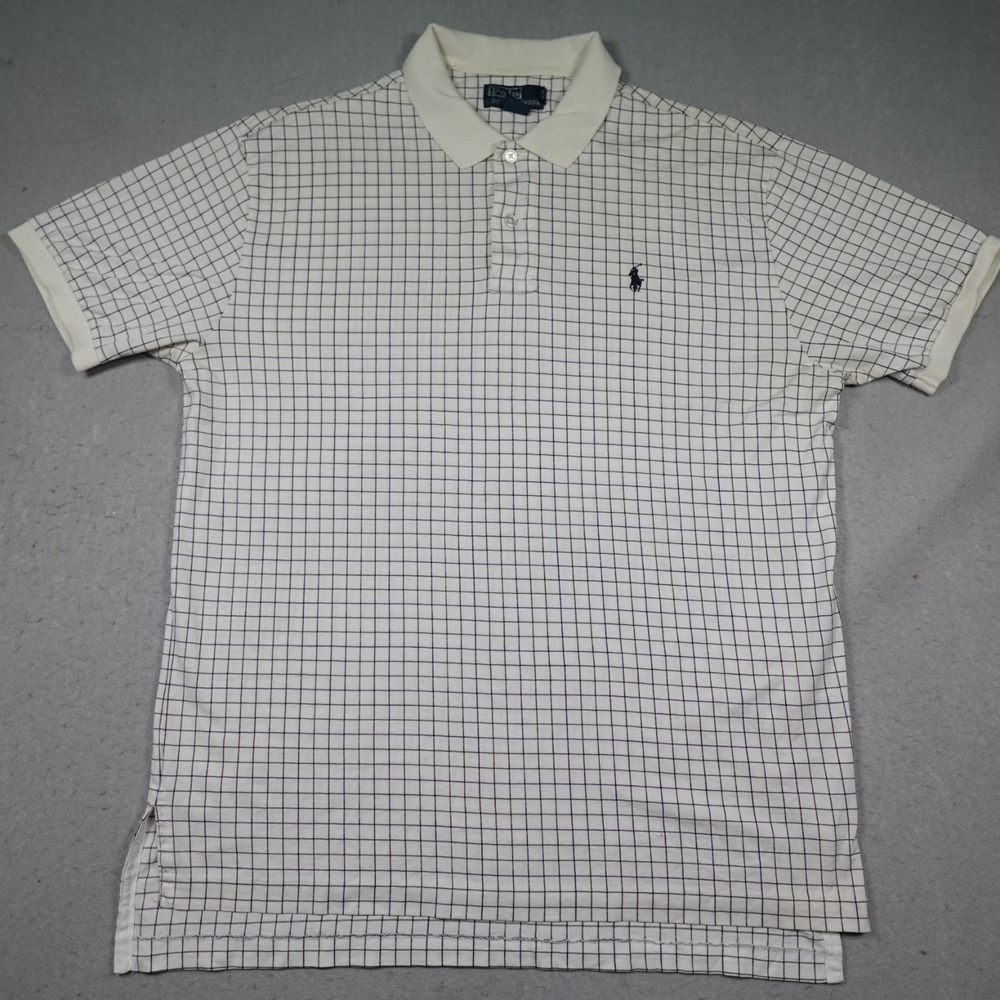 Vintage Polo Ralph Lauren Polo Shirt Mens Large Plaid white brown pony 90s Y2K
